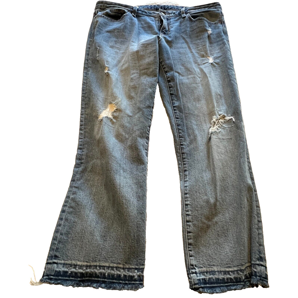 Gap 1969 Womens Jeans Real Straight Size 33 Distressed Raw Hem Pants 33 x 26.5